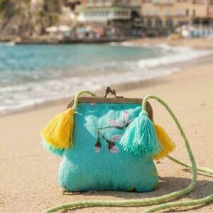 JUST LANDED ANTICA SARTORIA 2026 STUNNING COLLECTION AQUA YELLOW PURSE NWT